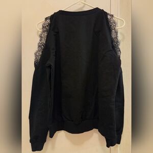 SHEIN Elegant Black Sweater with Lace Shoulders